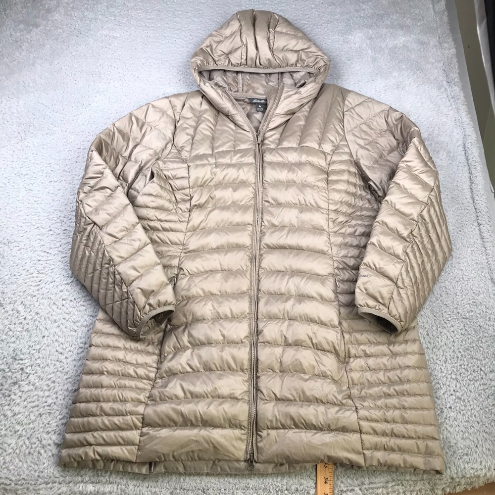 Eddie Bauer Astoria Hooded Down Parka Jacket Womens 2XL Champange 650 Insulated
